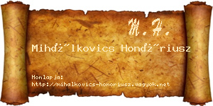 Mihálkovics Honóriusz névjegykártya