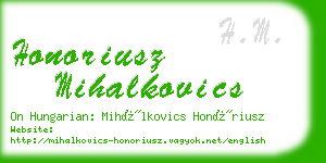 honoriusz mihalkovics business card